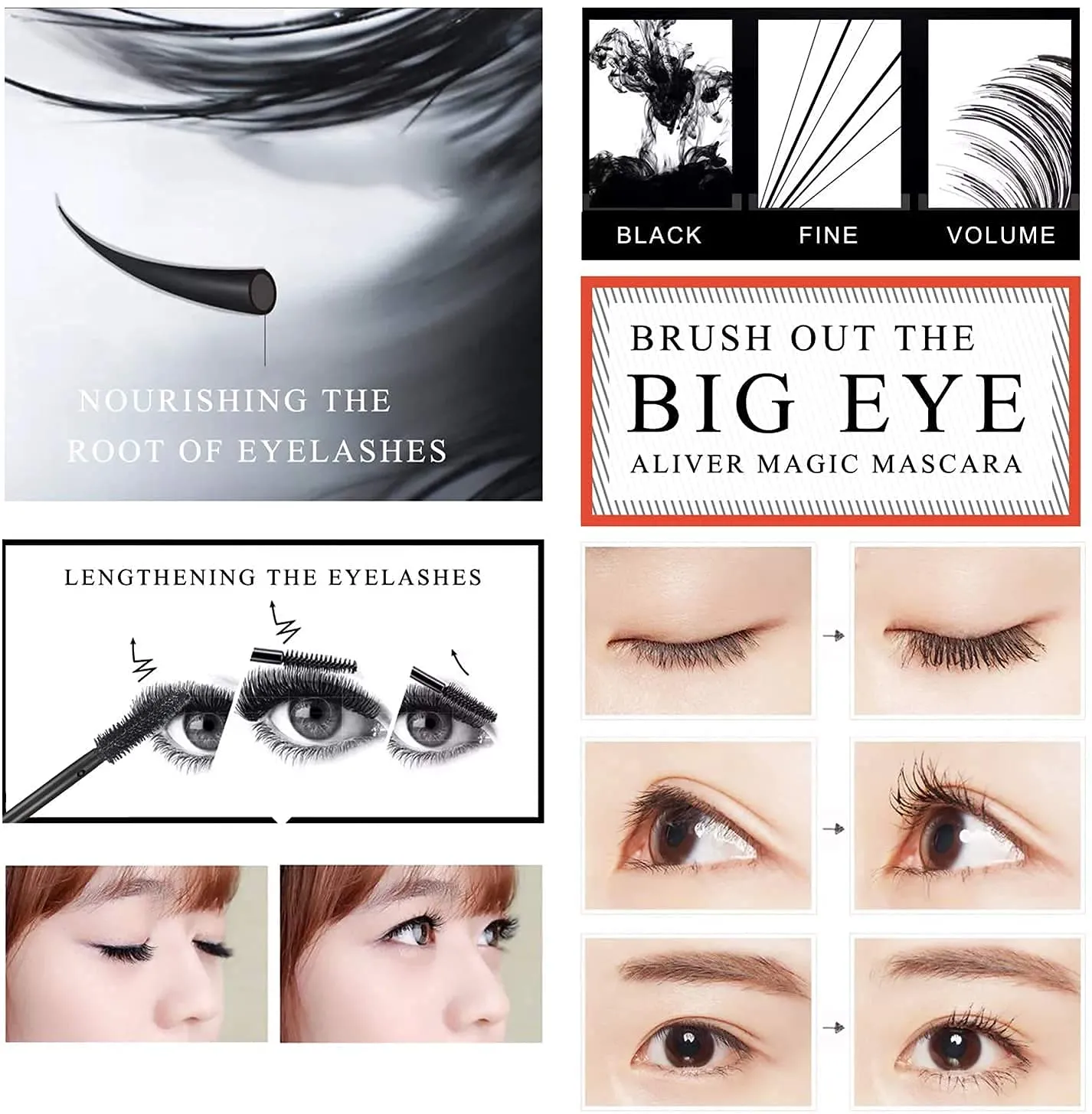 4D Silk Fiber Eyelash Mascara, Extra Long Thick & Voluminous Lash Mascara, Black Long-Lasting Waterproof 4D Mascara for Makeup 1 Count (Pack of 1)