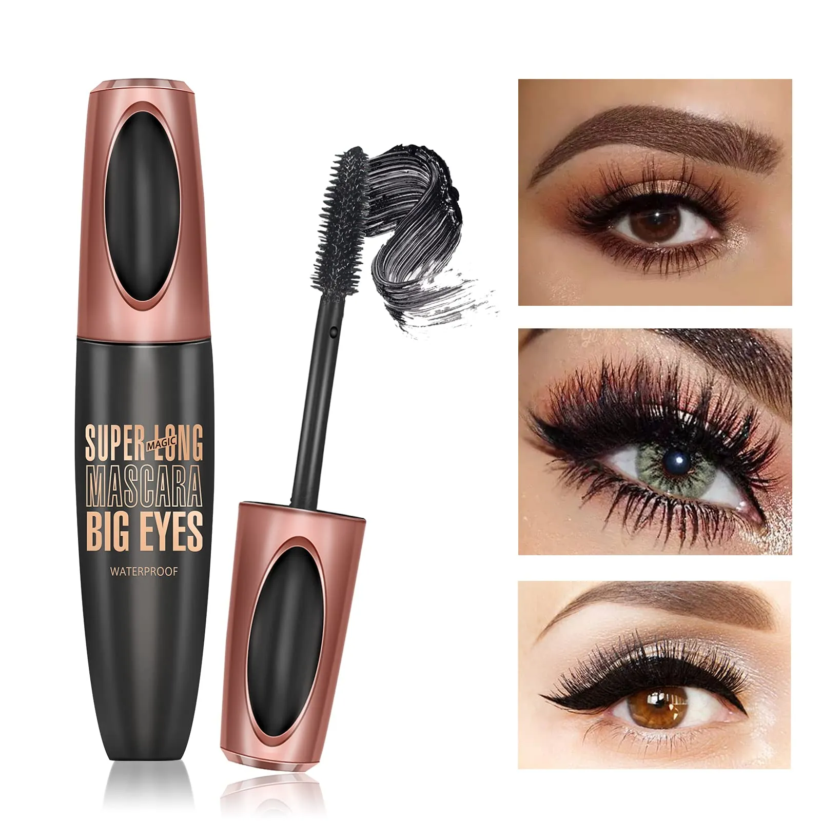 4D Silk Fiber Eyelash Mascara, Extra Long Thick & Voluminous Lash Mascara, Black Long-Lasting Waterproof 4D Mascara for Makeup 1 Count (Pack of 1)