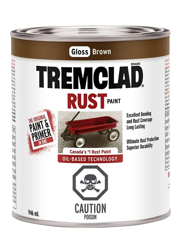 946mL Tremclad Rust Paint, Gloss Brown