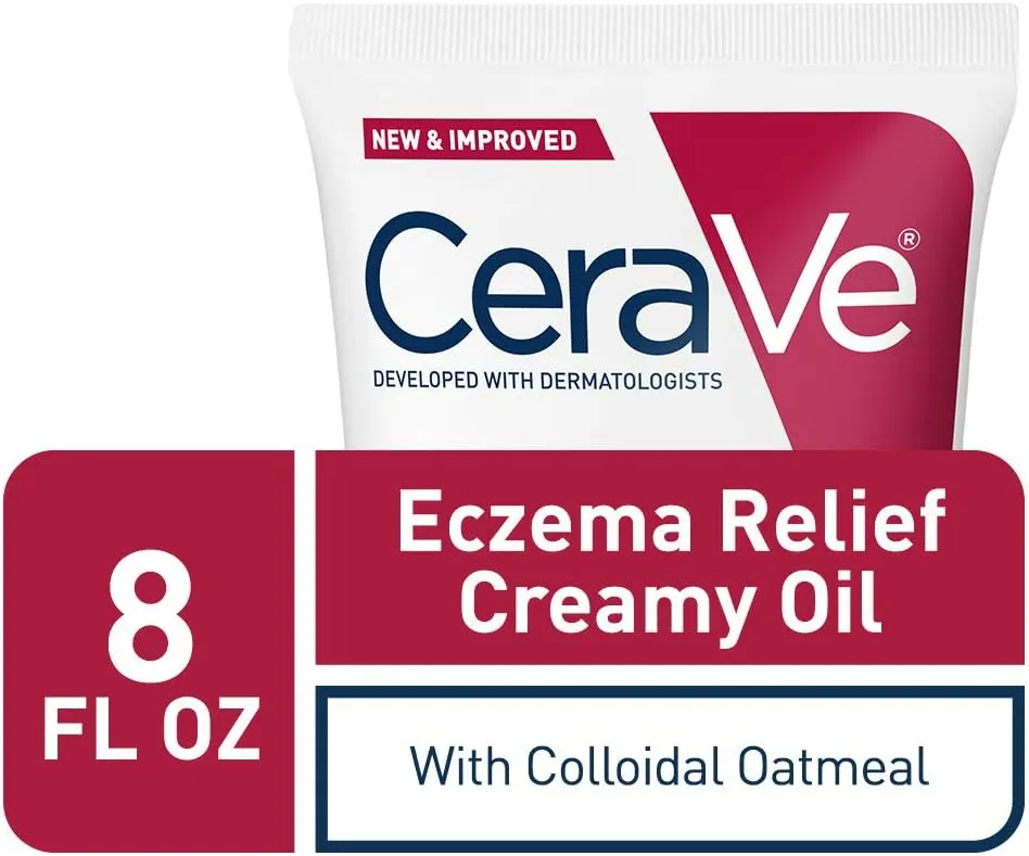 CERAVE Eczema Relief Creamy Body Oil | Anti Itch Cream for Eczema & Moisturizer for Dry Skin with Colloidal Oatmeal, Ceramides and Safflower Oil