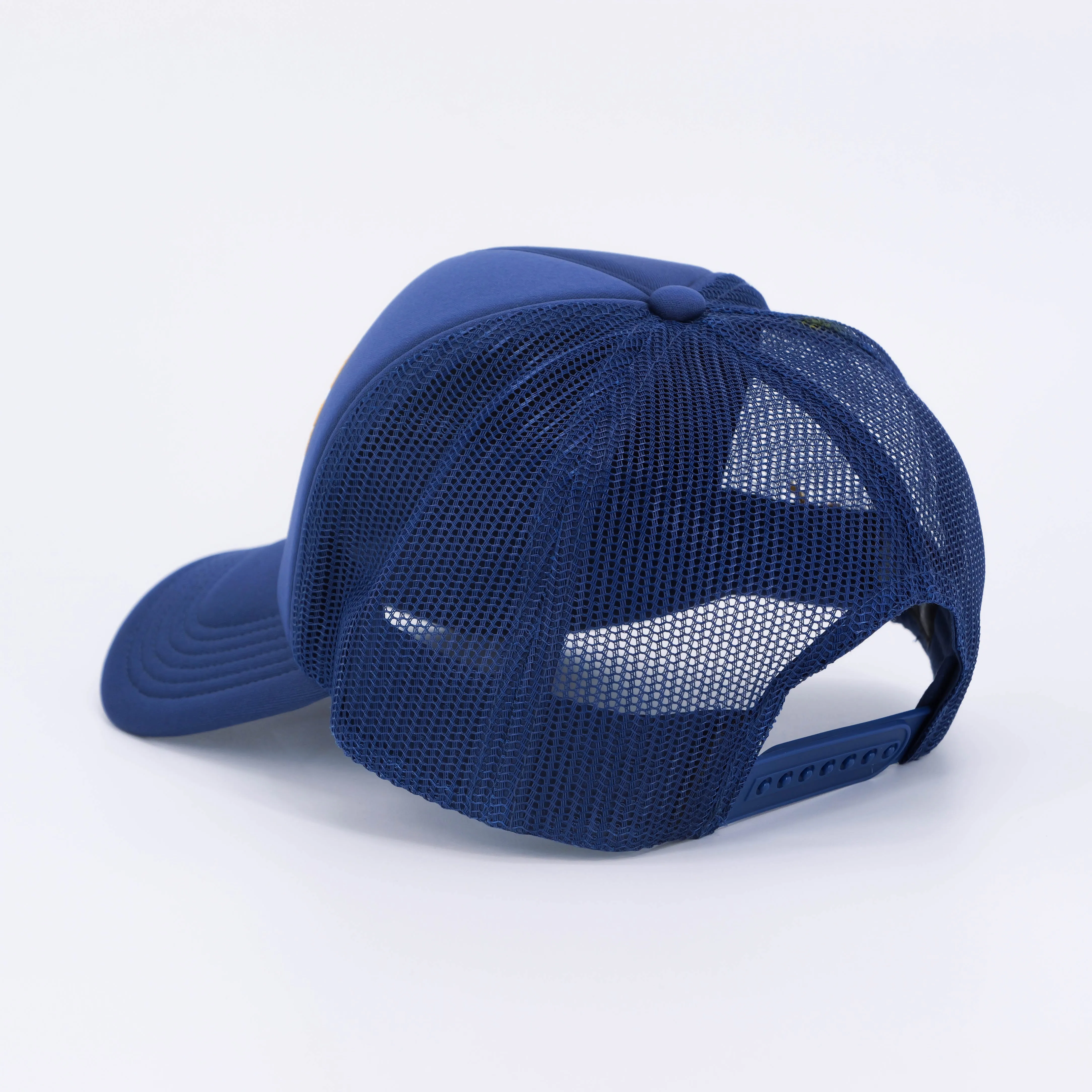 FLOWER SHOP TRUCKER HAT COBALT/YELLOW