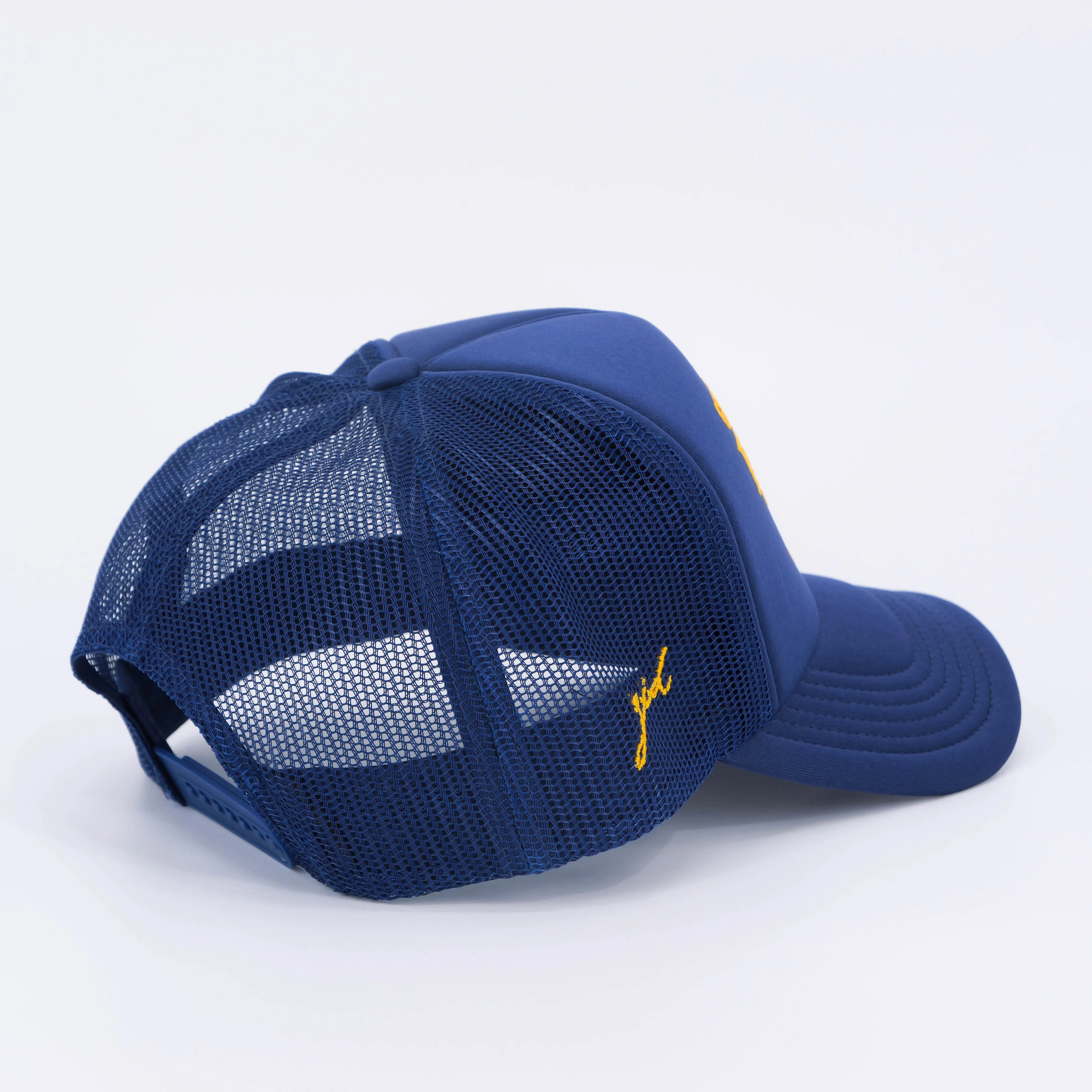 FLOWER SHOP TRUCKER HAT COBALT/YELLOW