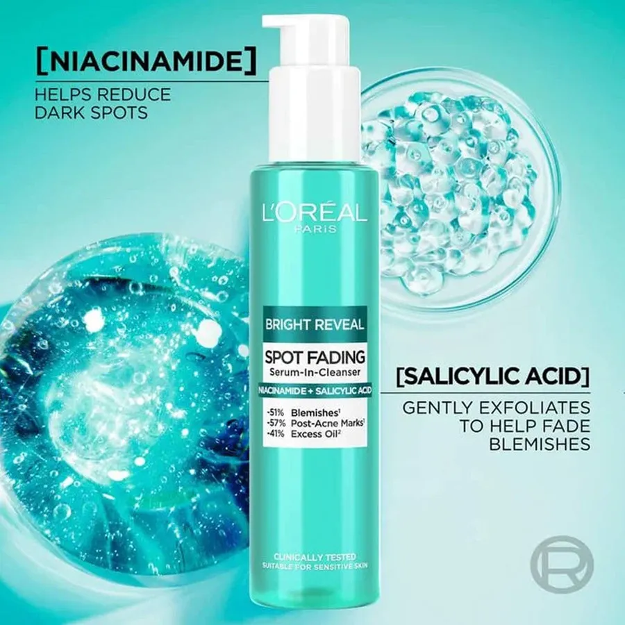 L'Oréal Paris Bright Reveal Spot Fading Serum-In-Cleanser Niacinamide and Salicylic Acid 150ml