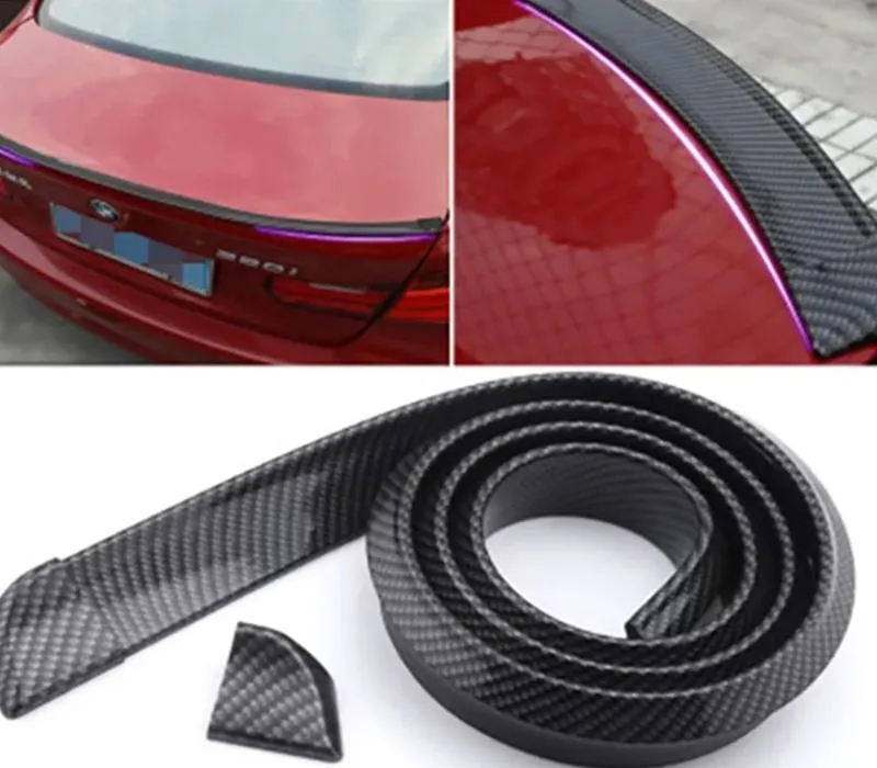 Pinalloy 4.11ft (152cm x 4cm) Universal PU Trunk Lip Spoiler or Roof Spoiler Body Kit Carbon Fiber Pattern Trim Sticker