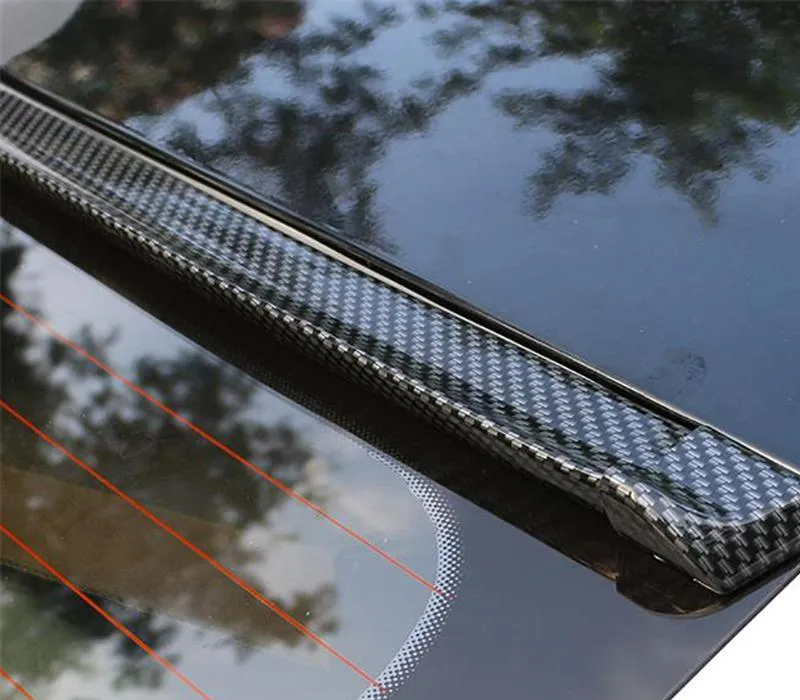 Pinalloy 4.11ft (152cm x 4cm) Universal PU Trunk Lip Spoiler or Roof Spoiler Body Kit Carbon Fiber Pattern Trim Sticker