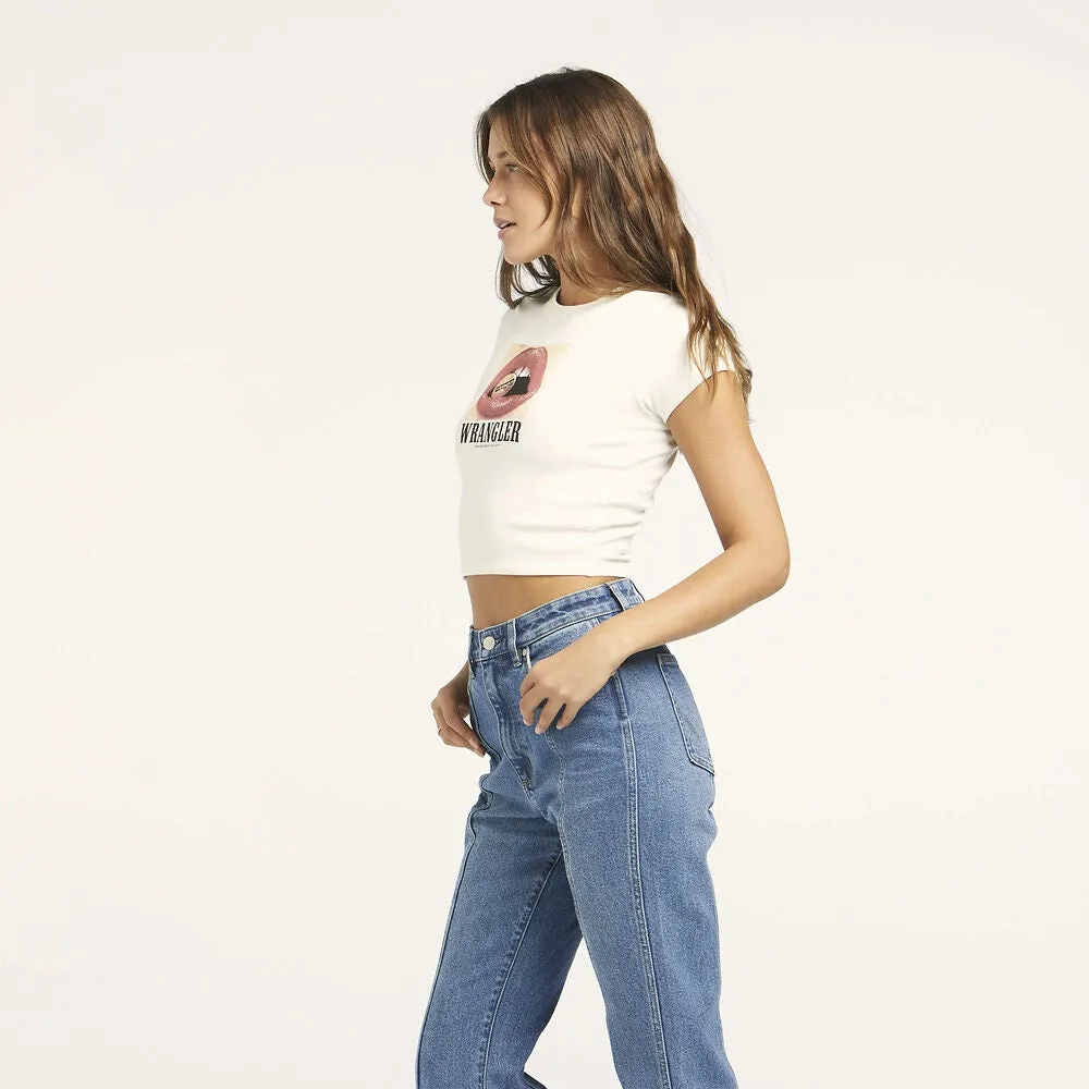 WRANGLER Womens Baby Rib Tee Lip Service